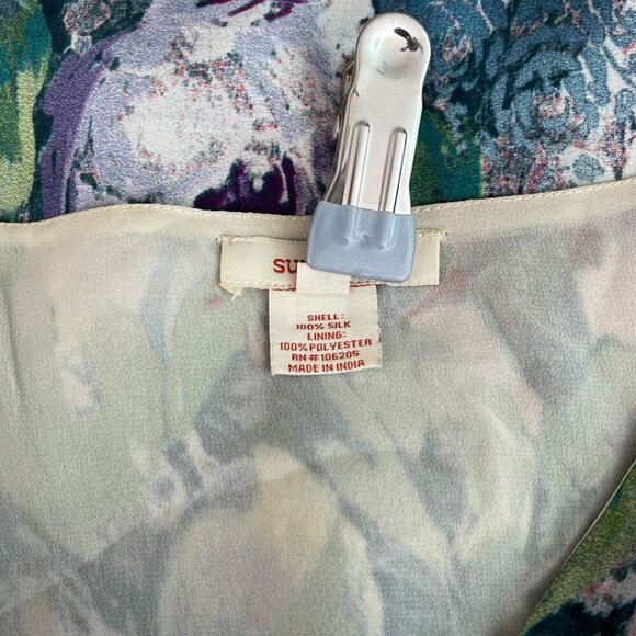 Sundance Samantha Silk Long Sleeve Boho Floral Pleated V-Neck Empire Top Women S - Picture 7 of 12